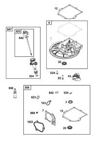 Crankcase Cover/Sump And Lubrication Group Diagram and Parts List for 09P902-0018-H5 020000 - 09Z999 Briggs and Stratton Engine